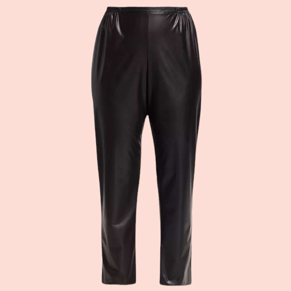 Caroline Rose Black Faux Leather Skinny Pants 3X